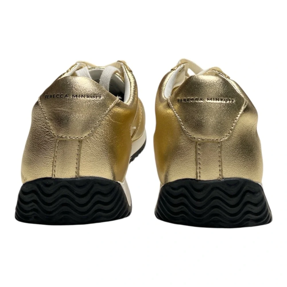 Rebecca Minkoff Metallic Gold Leather Lace Up Sneakers Size 6